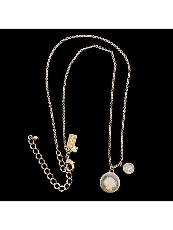 Kate Spade NY Jewelry - Kate Spade Logo Charm Necklace Gold Tone Rhinestone Charm Minimalist Y2K 18"